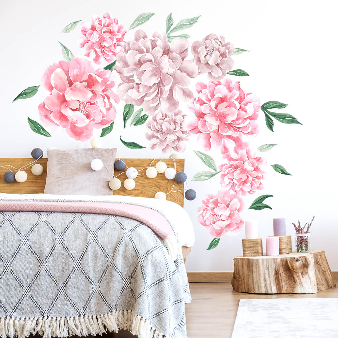 piwonie-rozowe-naklejka-naklejka-dla-dzieci-dekoracje-pokoju-1 PASTELOWELOVE - Wandsticker "peonies" pink