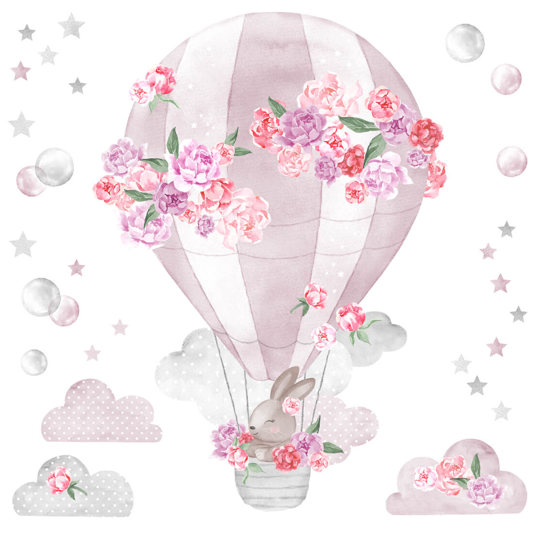 PASTELOWELOVE - Wandsticker "hot air balloon" pink