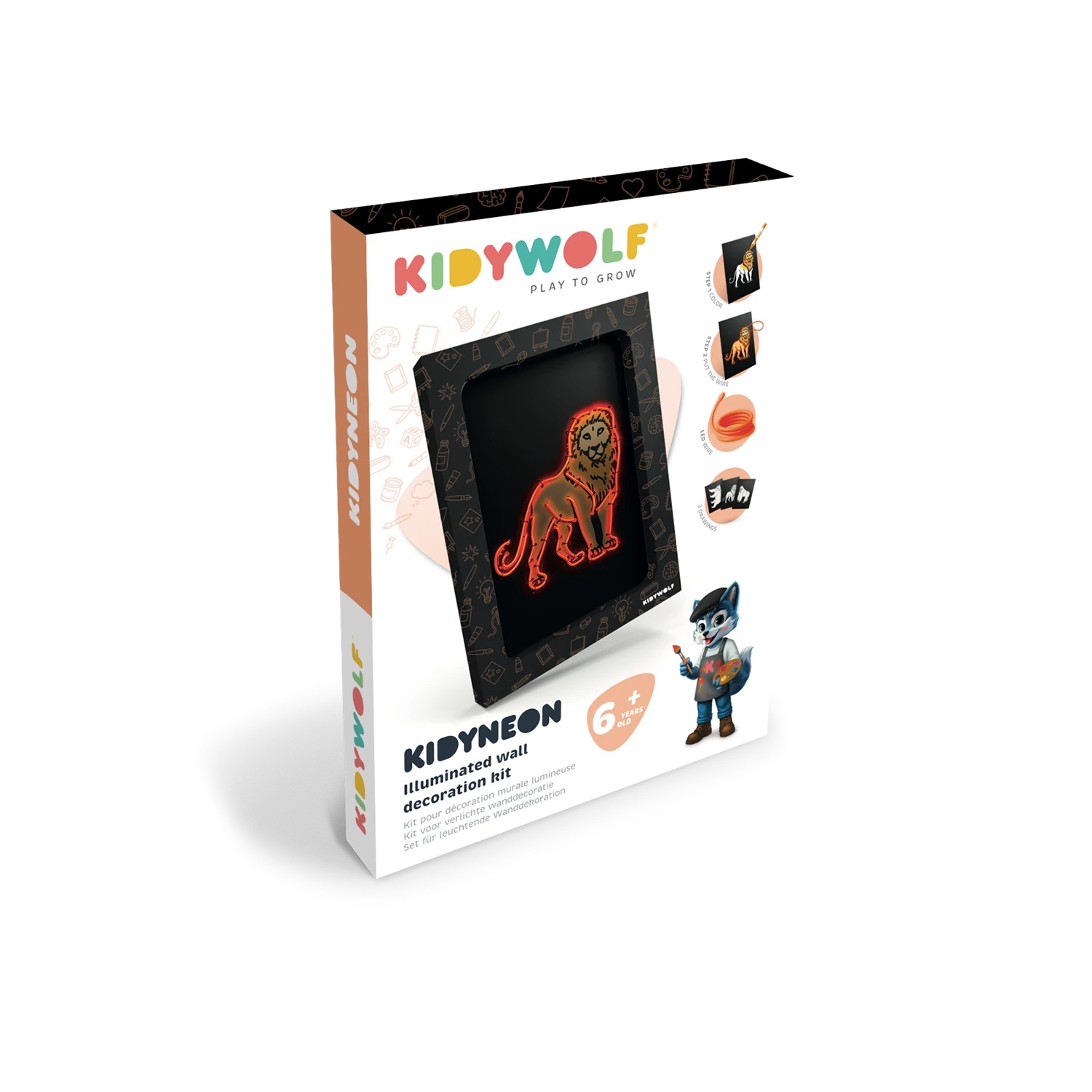 KIDYWOLF - Leuchtendes Wandbild Kidyneon: Tiere