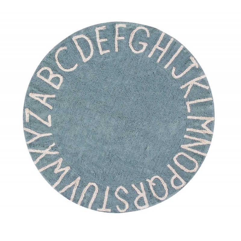 tempwashable-rug-rounded-round-abc-vintage-blue-natural Lorena Canals - Teppich "Round ABC" Vintage Blue Ø 150