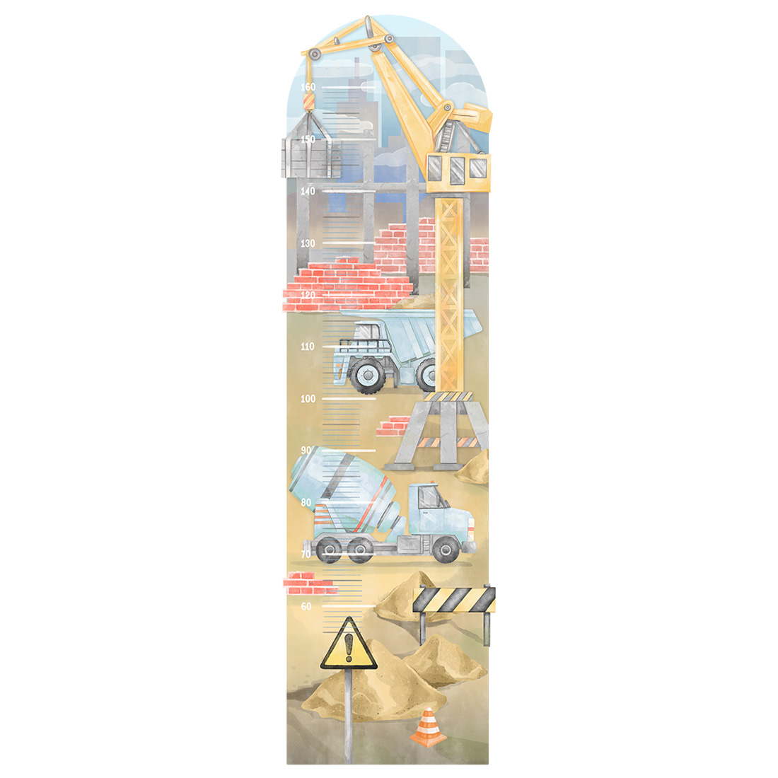 PASTELOWELOVE - Wandsticker Messlatte "Construction" blau