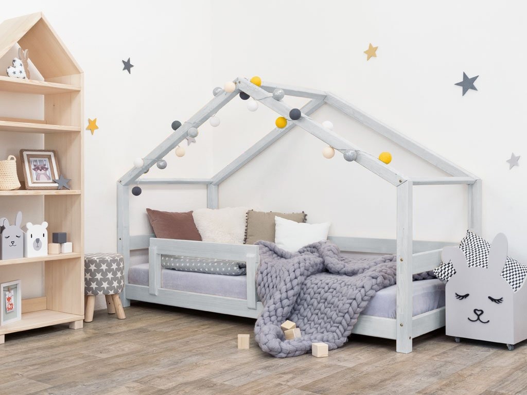 BENLEMI - Hausbett "Lucky" mit Bettgitter