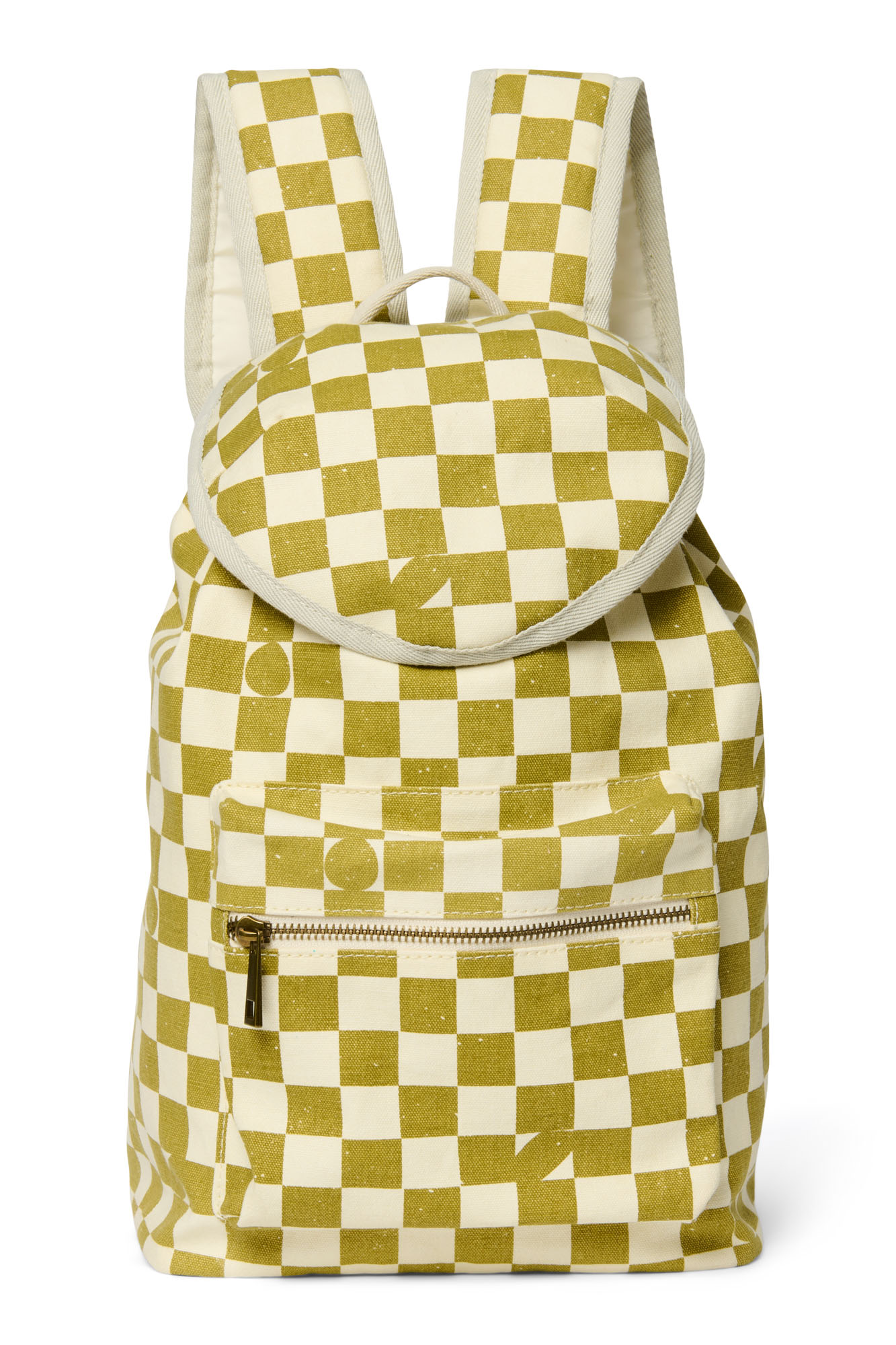 studionoos_rucksack_midi_checked_hay-2 Studio Noos - Rucksack Midi Checkerboard Hay