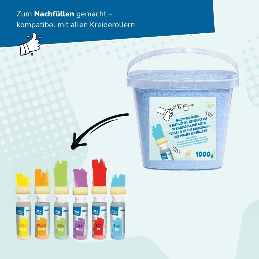 alldoro - Kreidepulver im Eimer 1kg blau
