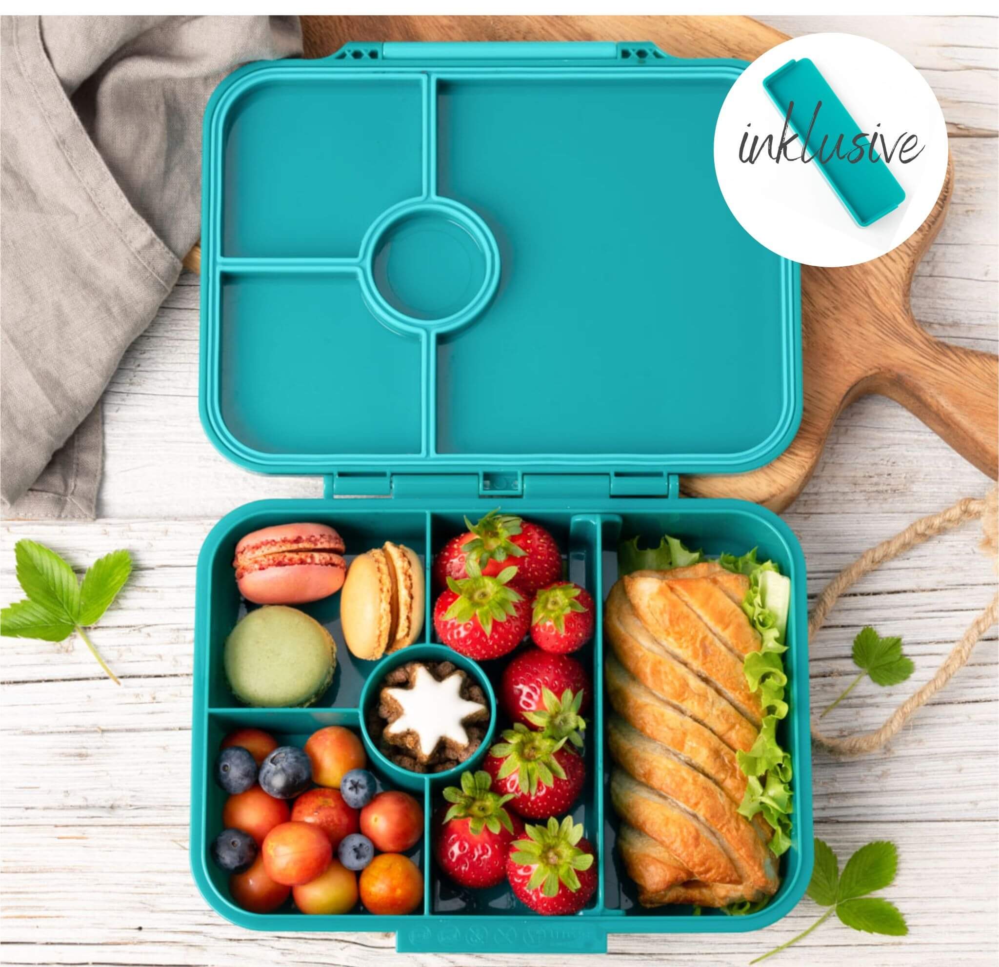 LEKKABOX - Classic Lunchbox Petrol mit 4 Fächern