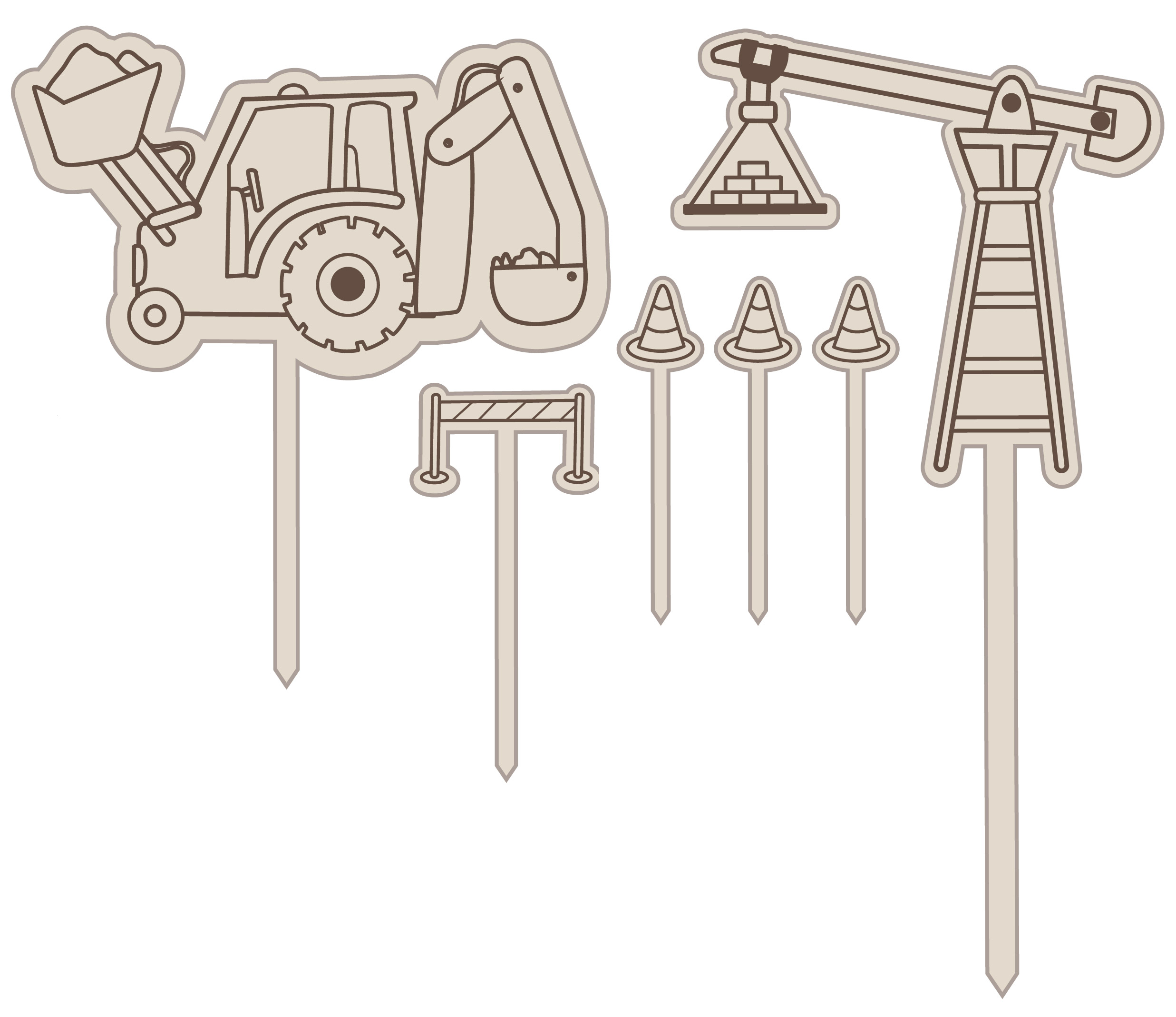 Invy Design - Cake Topper "Construction" 6er Set