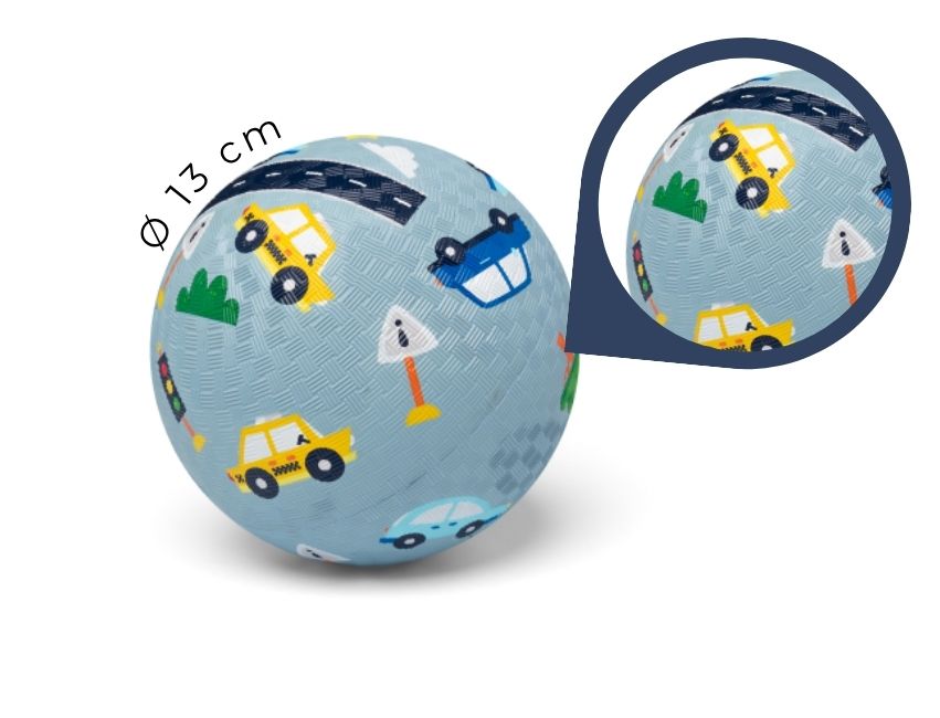 Little L - Ball aus Naturkautschuk "Autos" ⌀13cm