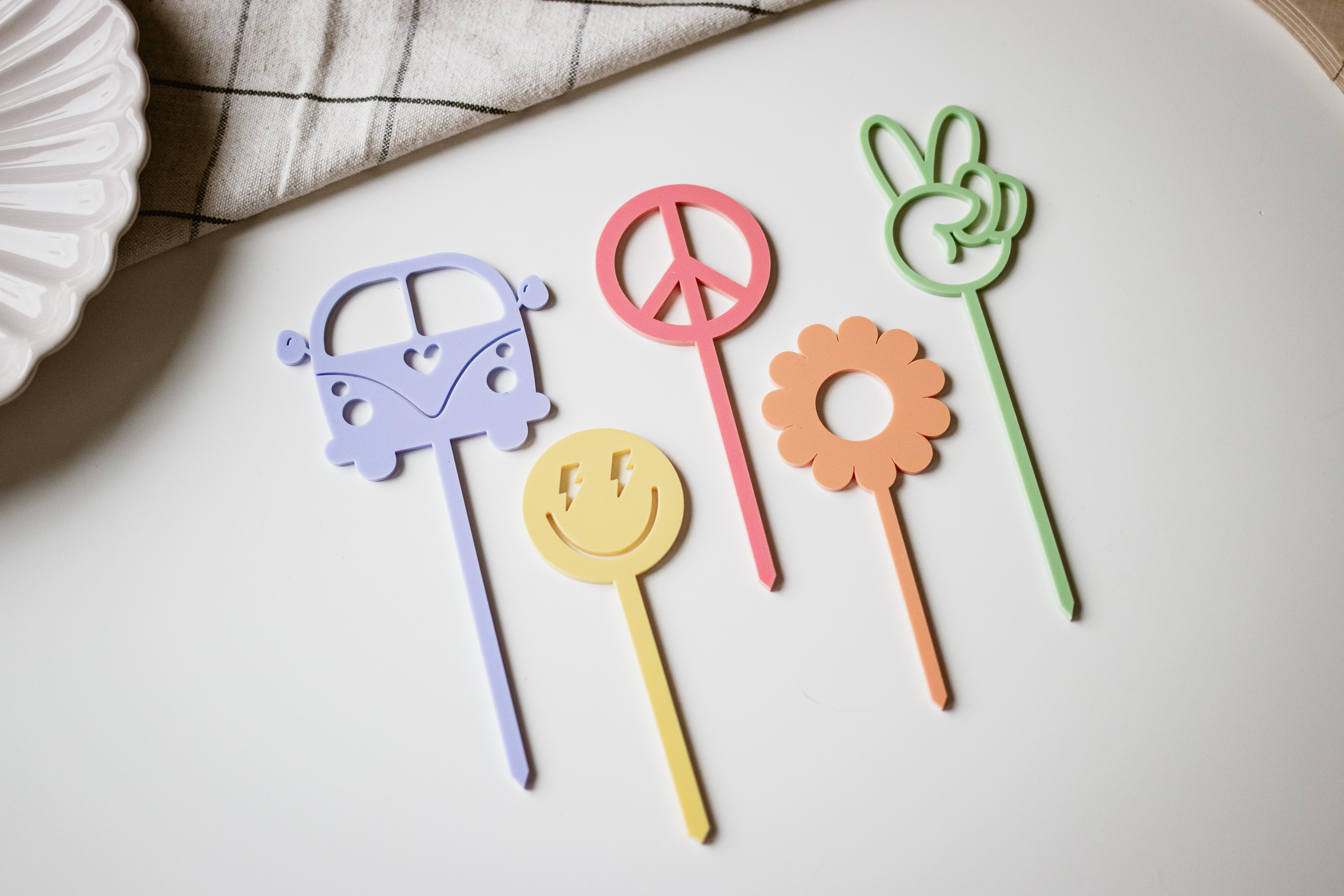 Invy Design - Cake Topper "Hippie" 5er Set  Invy Design - Cake Topper "Hippie" 5er Set