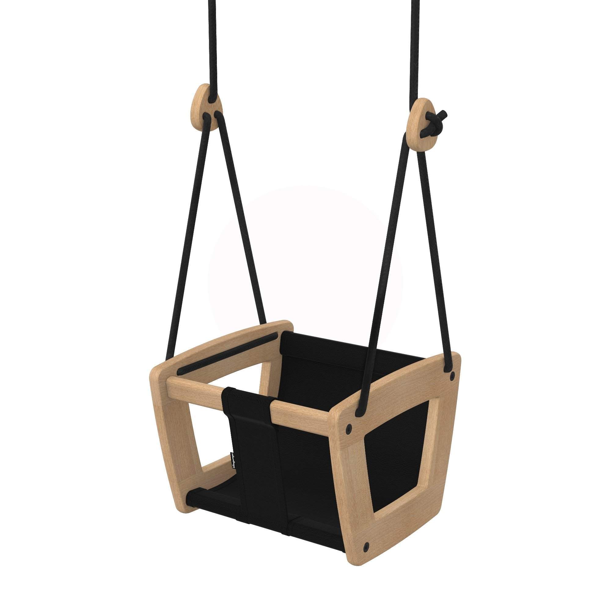 temptoddler-swing-oak-black-baby-schaukel-1 Lillagunga - Toddler Oak - Black Leather - schwarze Seile