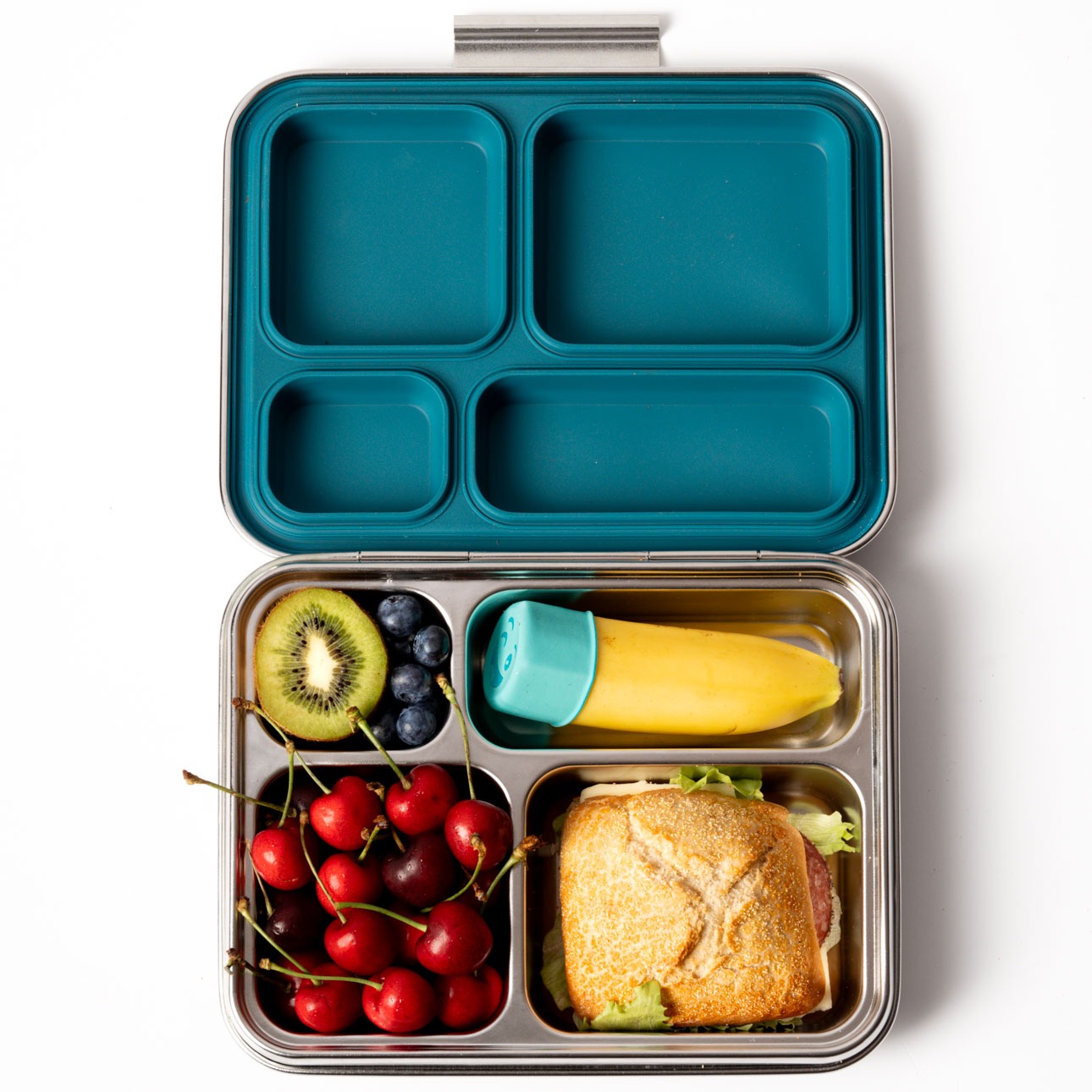 LEKKABOX - Lunchbox Edelstahl mit 4 Fächern Blue