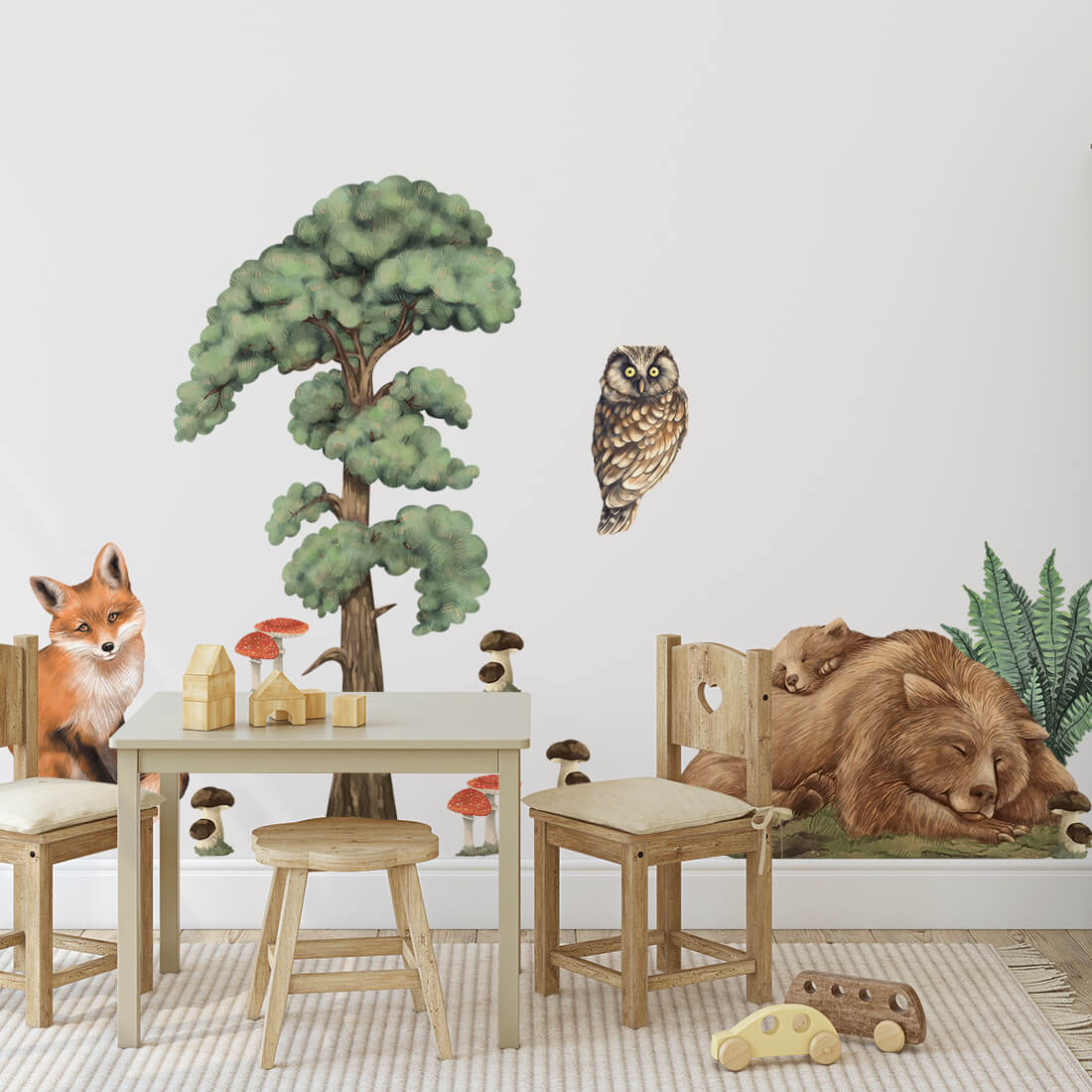 lesne-zwierzeta-1-naklejka-naklejka-dla-dzieci-dekoracje-pokoju PASTELOWELOVE - Wandsticker "Forest Animals I"