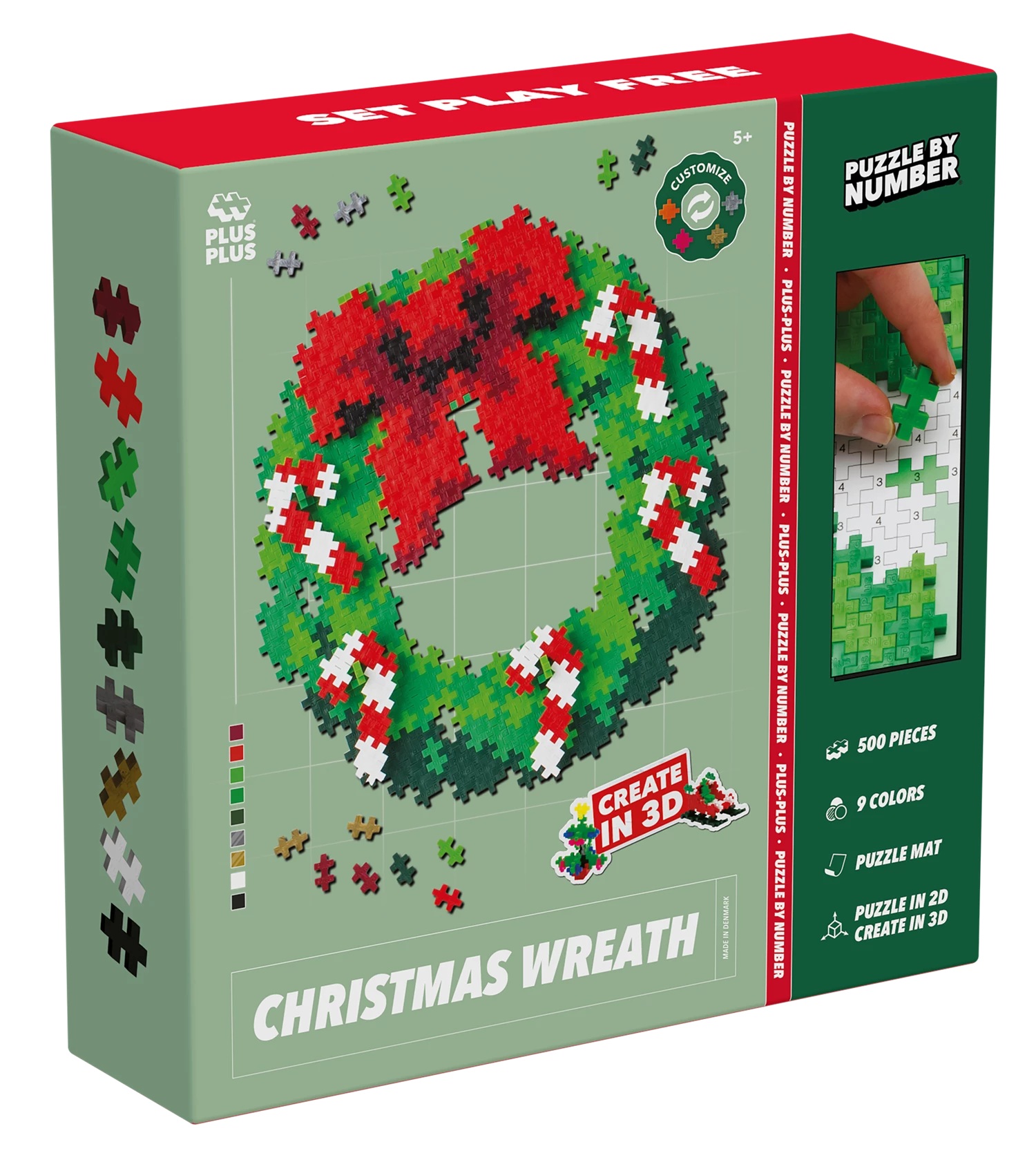 PLUS PLUS - Kreativ Bausteine Puzzle Weihnachtskranz 500 Teile 