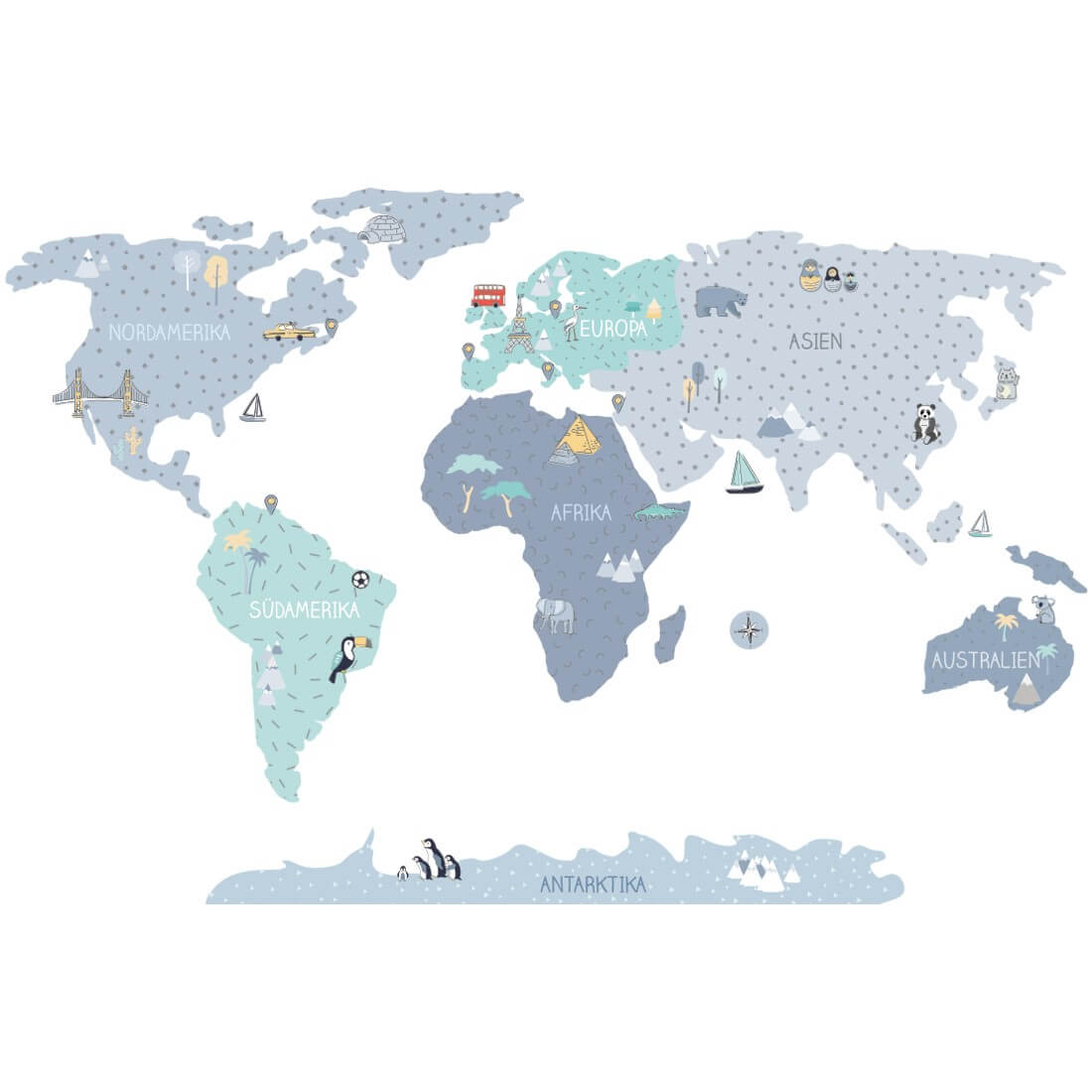 naklejka-mapa-niebieska-de-06 PASTELOWELOVE - Wandsticker Weltkarte blau (deutsche Sprache)
