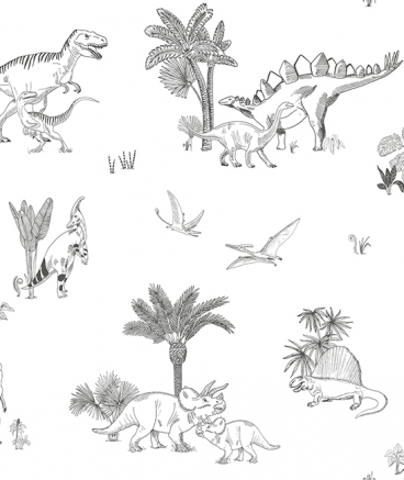 papier-peint-dinosaure-chambre-garcon-lilipinso-h0564 Lilipinso - Wandtapete "Dinosaurs" monochrom