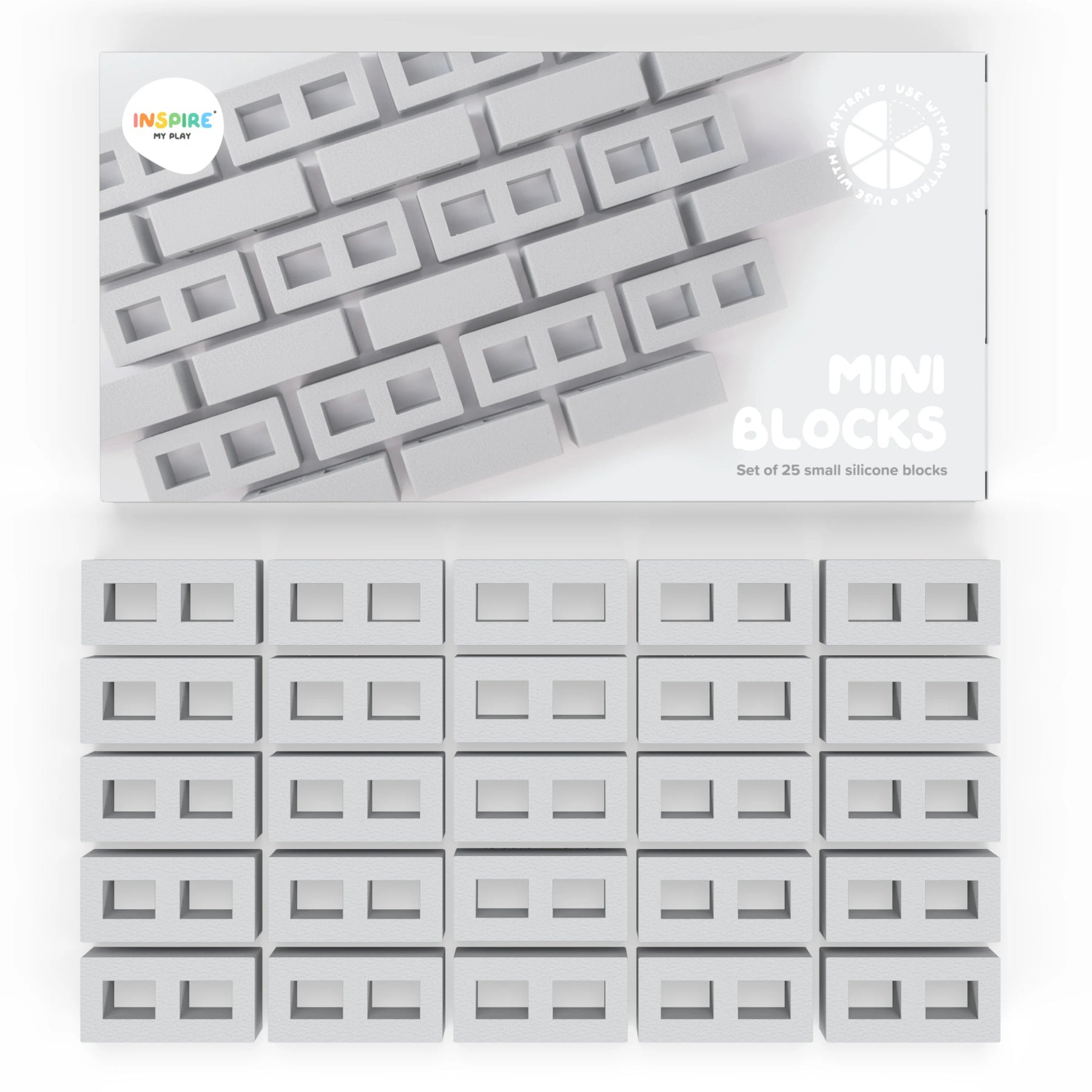 INSPIRE MY PLAY - Sensorikspielzeug Mini Bricks Grau