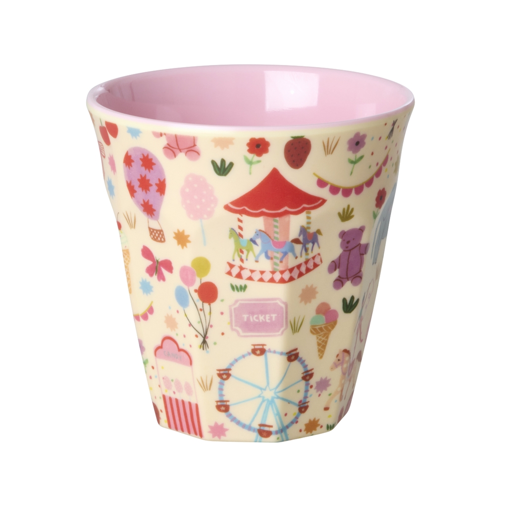RICE - Becher aus Melamin Fun Fair Print Pink medium RICE - Becher aus Melamin Fun Fair Print Pink medium