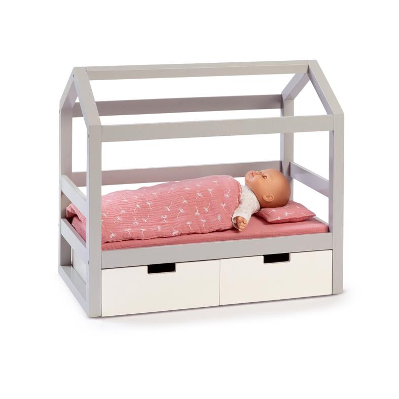 515 Musterkind - Puppen-Hausbett VIOLA grau/weiß