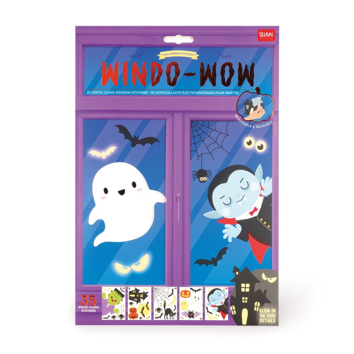 Legami - HALLOWEEN Set mit 35 Elektrostatische Fensteraufkleber