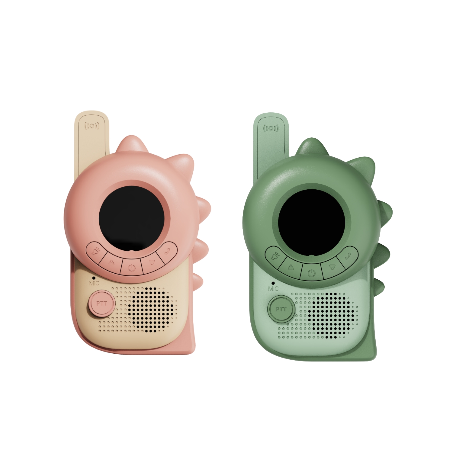 The_zoofamily_set_of_dino_pink_and_green_walkie_talkie_front The Zoofamily - Walkie Talkie "Zoo Walkie Talkie"