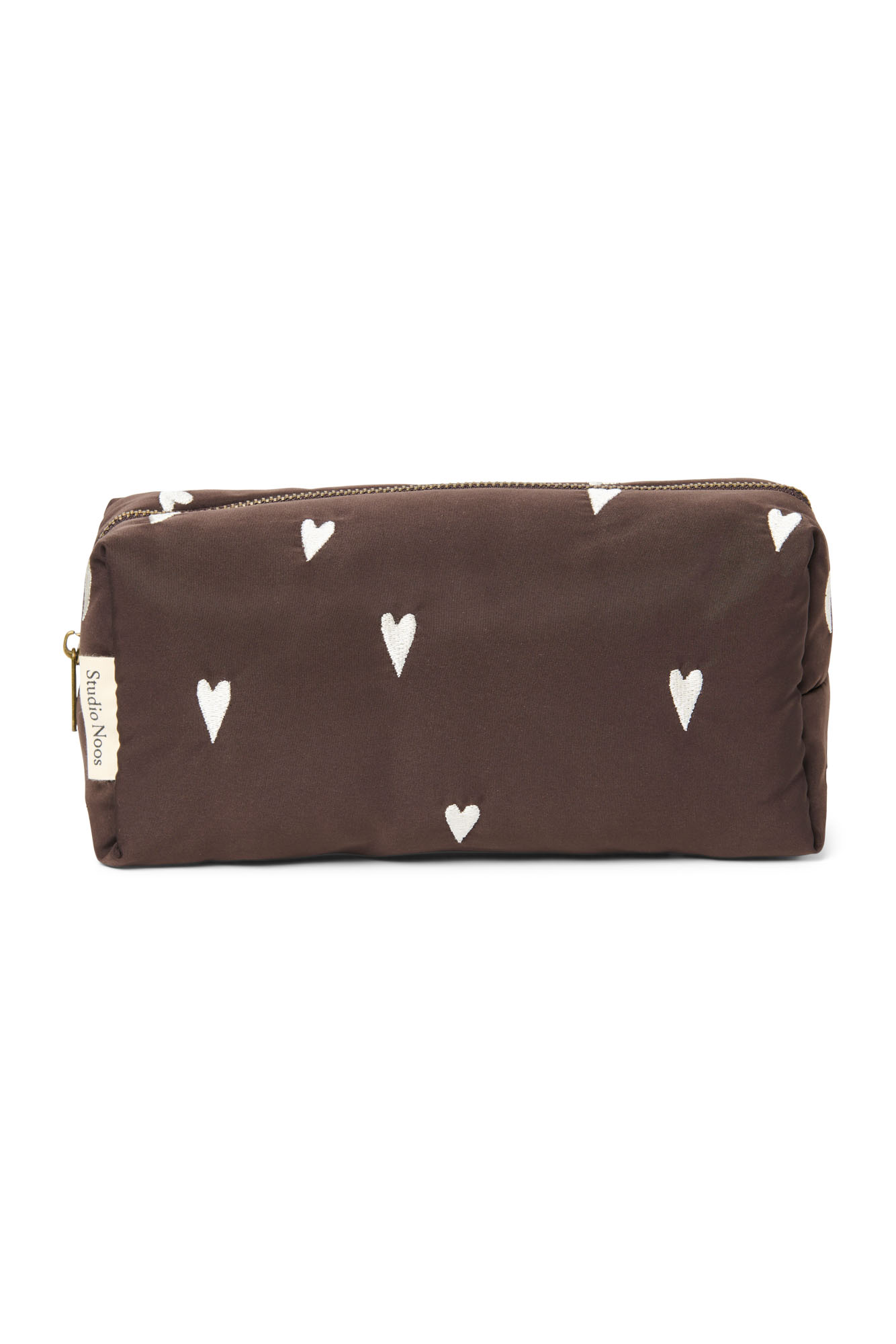 Studio Noos - Kulturbeutel Puffy Brown Hearts