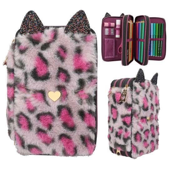 TOPModel - Federtasche 3-Fach Leo Fell REBEL KITTY