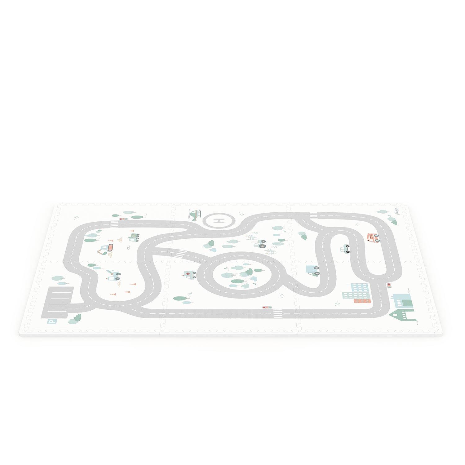 PlayandGo_EEVAA_roadmap_foam_playmat_front_side_lying_view Play&Go - Puzzle-Spielmatte EEVAA 3in1 Road/Icons