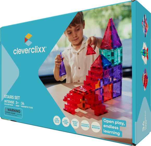 CleverClixx - Magnetbausteine Stairs Set Intense 34-tlg
