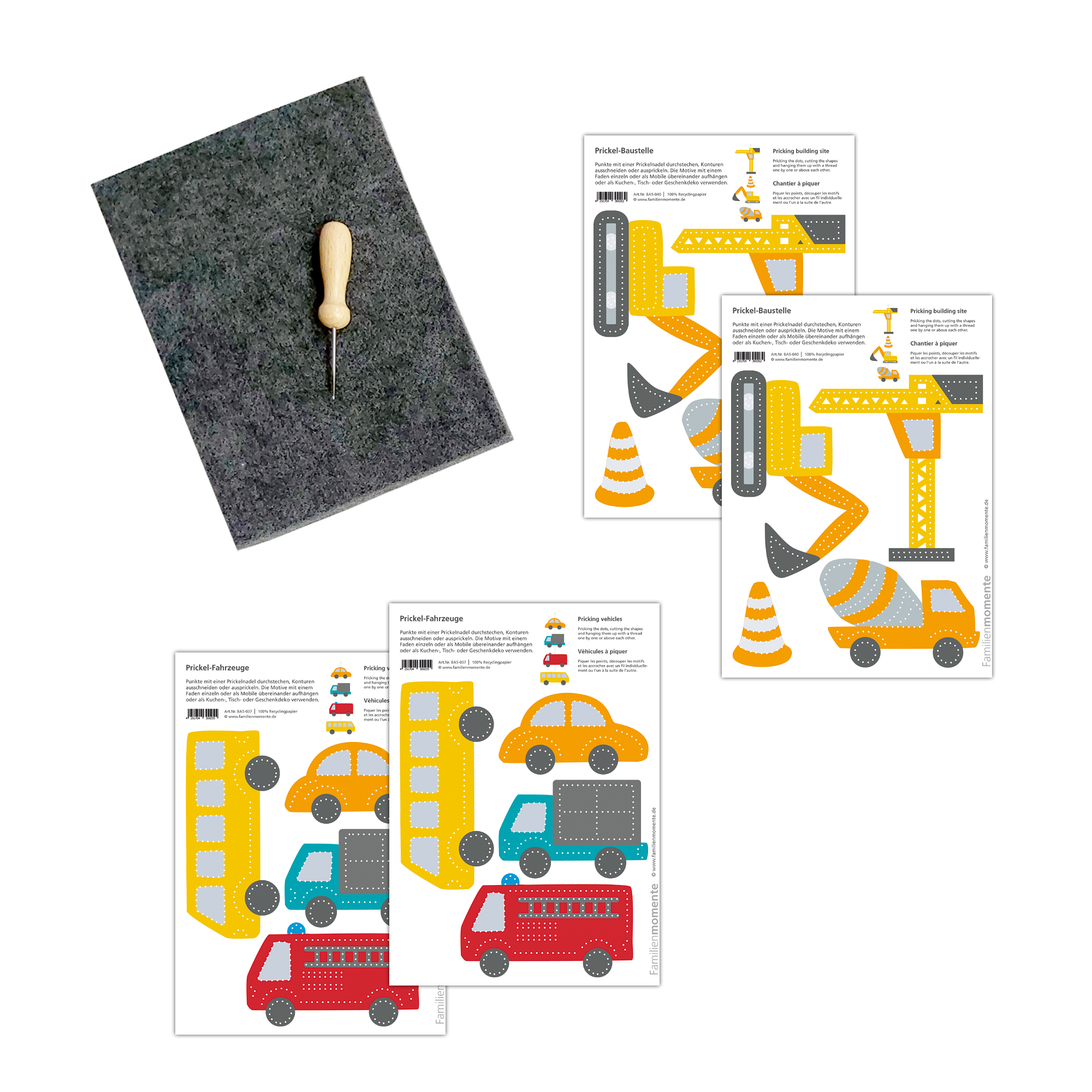Familienmomente - Prickelset "Fahrzeuge & Baustelle"