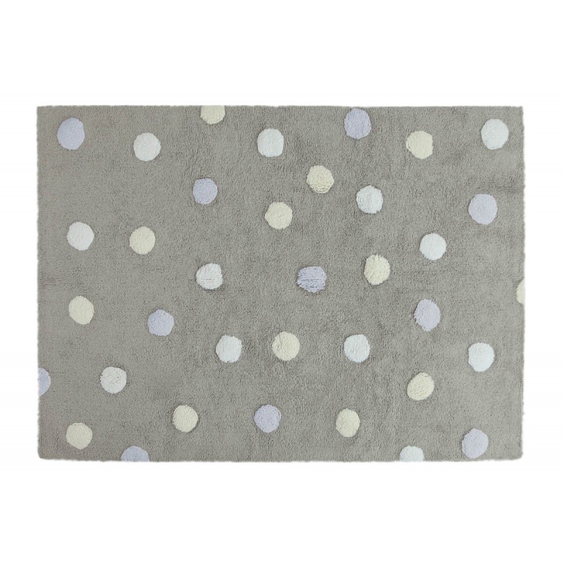 Lorena Canals - Teppich "Tricolor Polka Dots" Grey/Blue 120 x 160