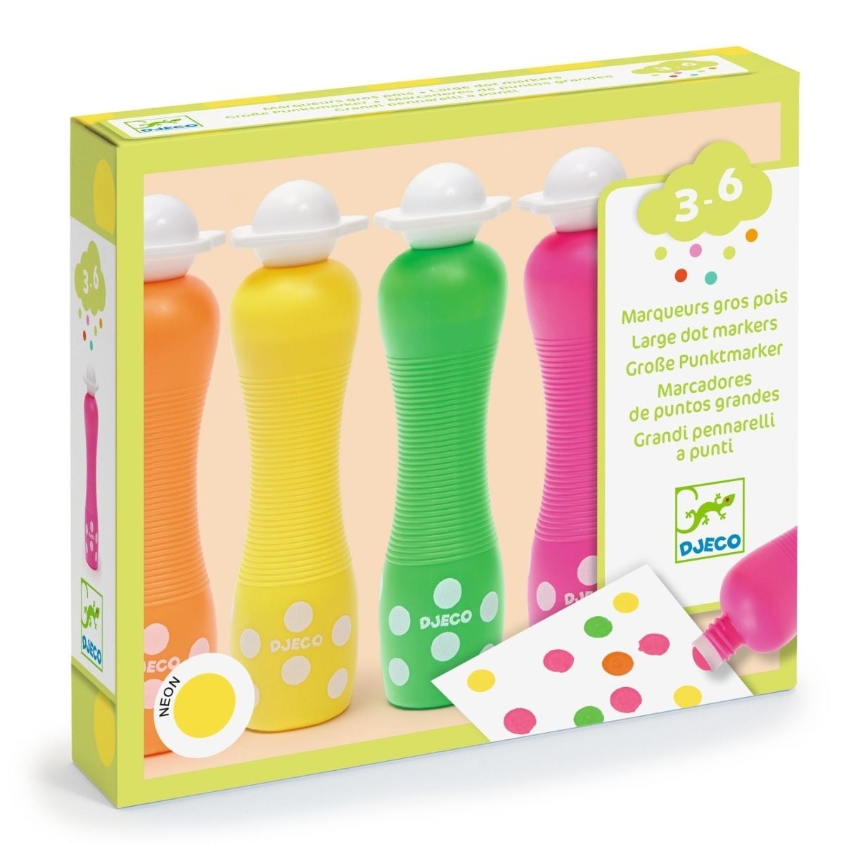 Djeco - Farben: 4 Schaumstoffspitzen Neon