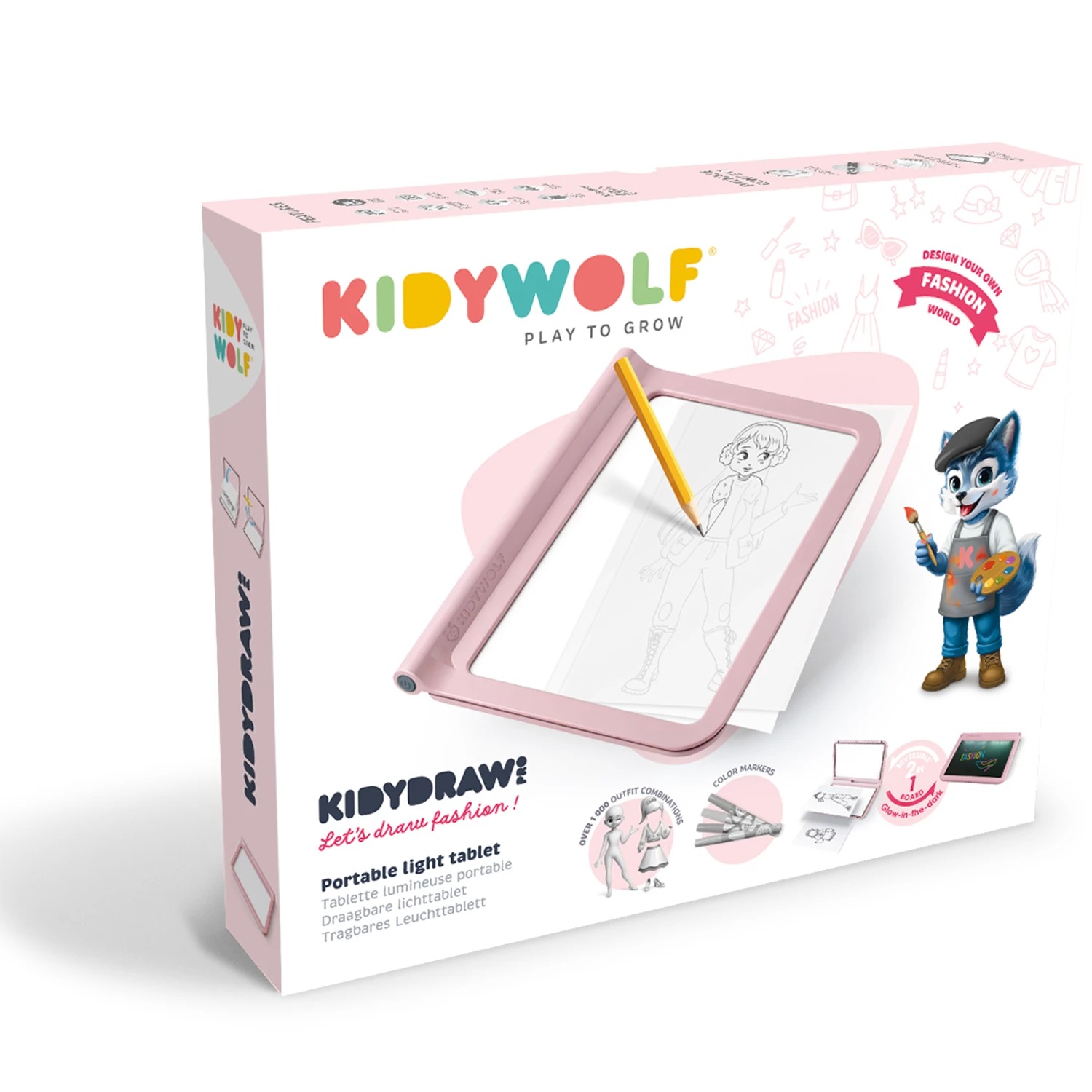 KIDYWOLF - Kidydraw Pro Fashion Zeichentablet mit LED-Bildschrim