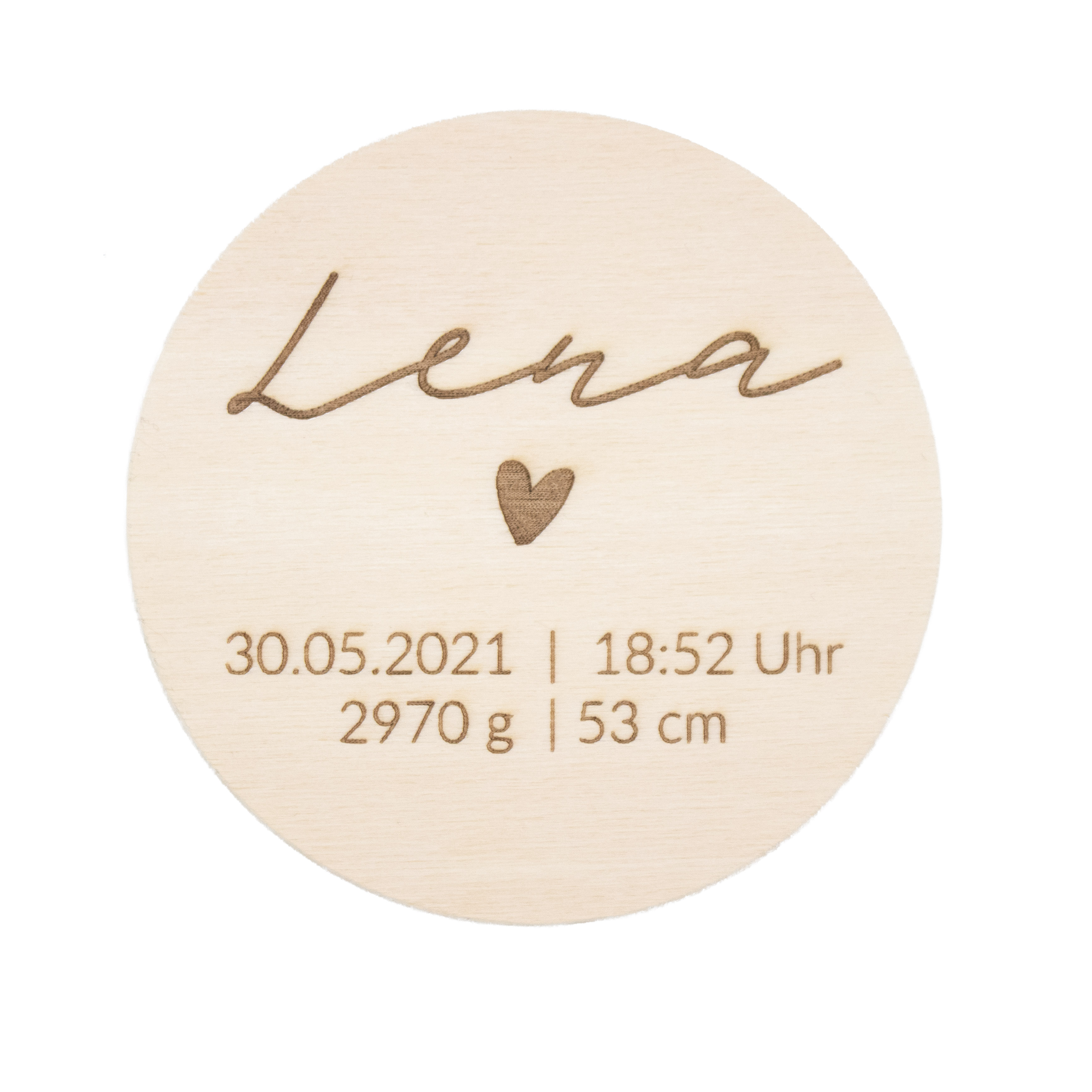 ID03006 Invy Design - Holzschild mit Geburtsdaten Herz