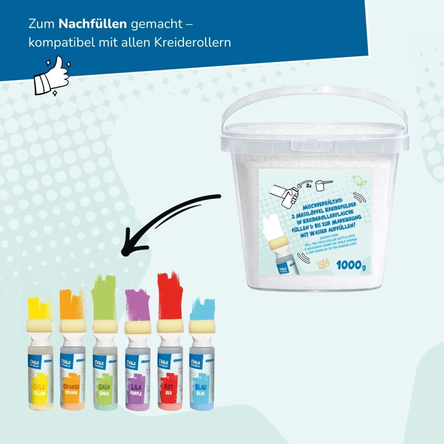 alldoro - Kreidepulver im Eimer 1kg weiß