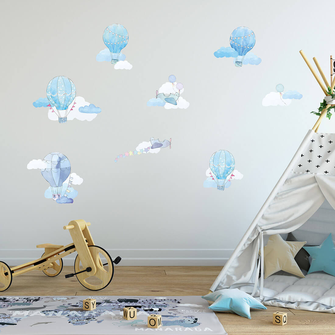 balony-blekitne-naklejka-naklejka-dla-dzieci-dekoracje-pokoju-2 PASTELOWELOVE - Wandsticker "balloons" blue