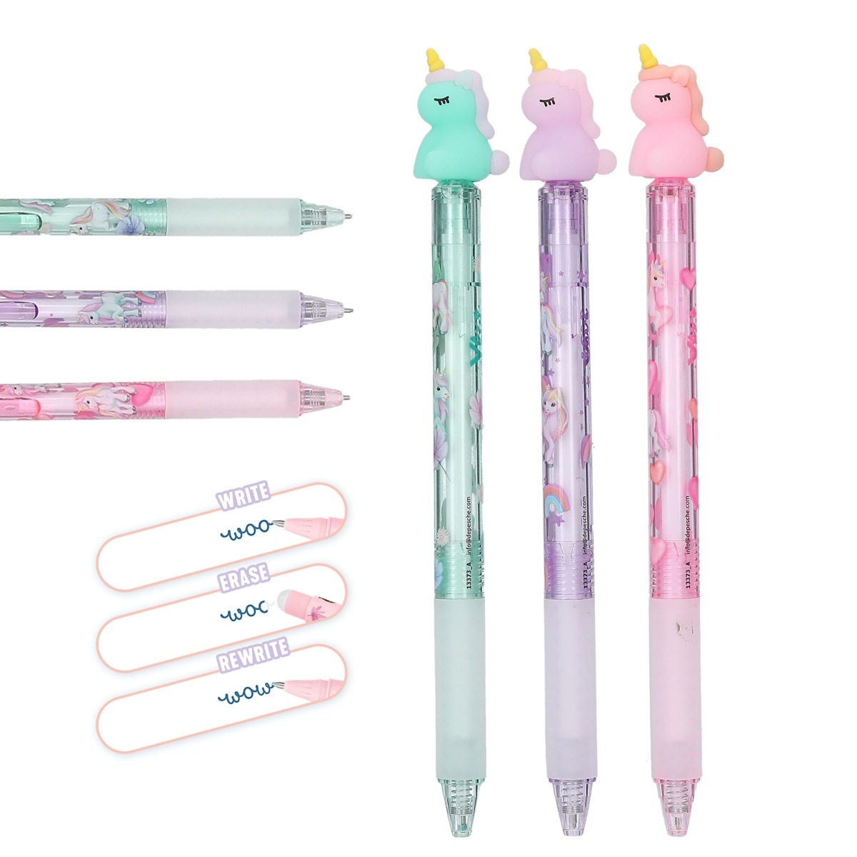 Ylvi - Radierbarer Gelstift mit Einhorn-Topper