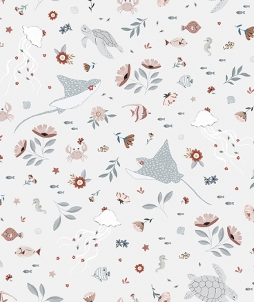 h0604_papier-peint-ocean-fleurs-tortue Lilipinso - Wandtapete "Dreamy Sealife"