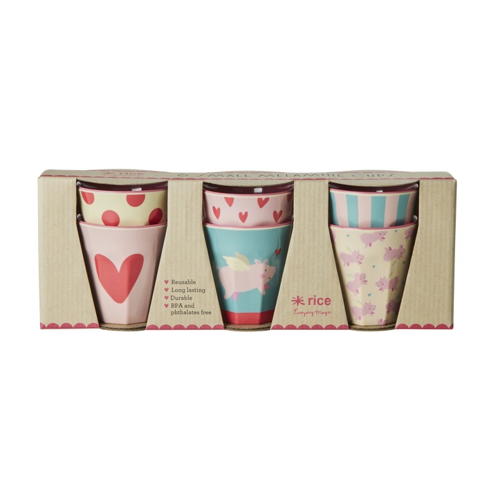 RICE - Becher aus Melamin Flying Pig 6er Set