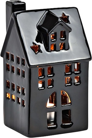 Windlichter - Haus aus Porzellan schwarz klein