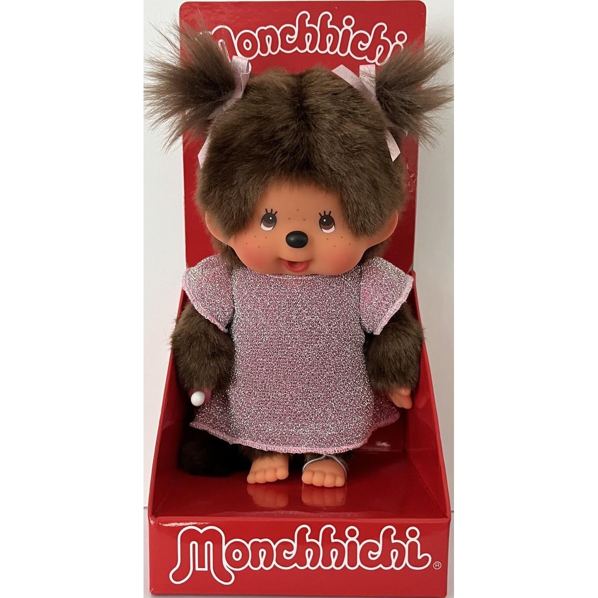 Monchhichi - Mädchen mit Glitzerkleid pink