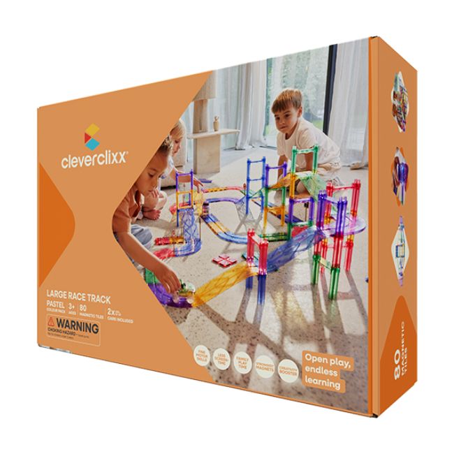 CleverClixx - Magnetbausteine Race Track Large Pastel