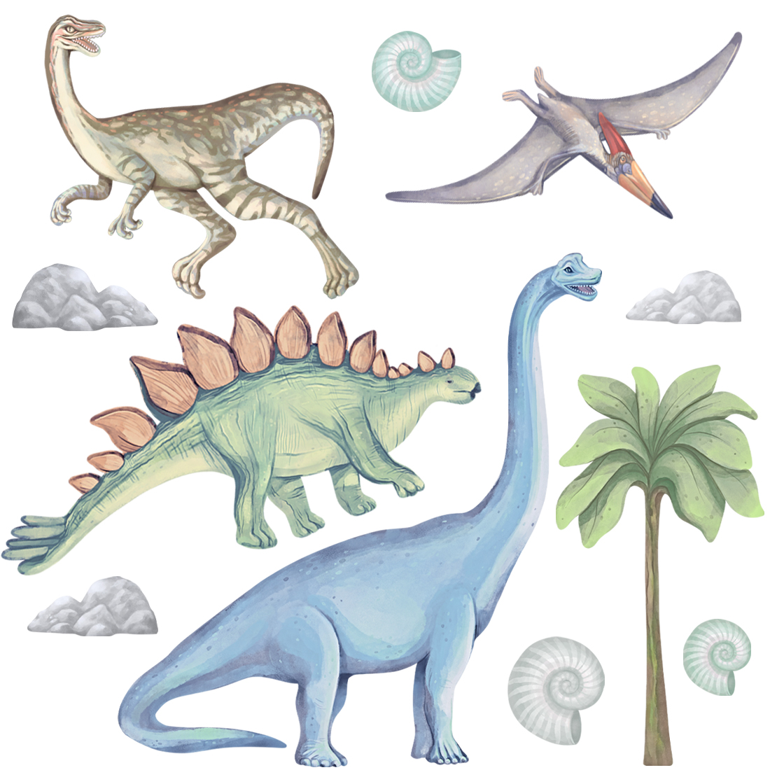 PASTELOWELOVE - Wandsticker Dinosaurier II