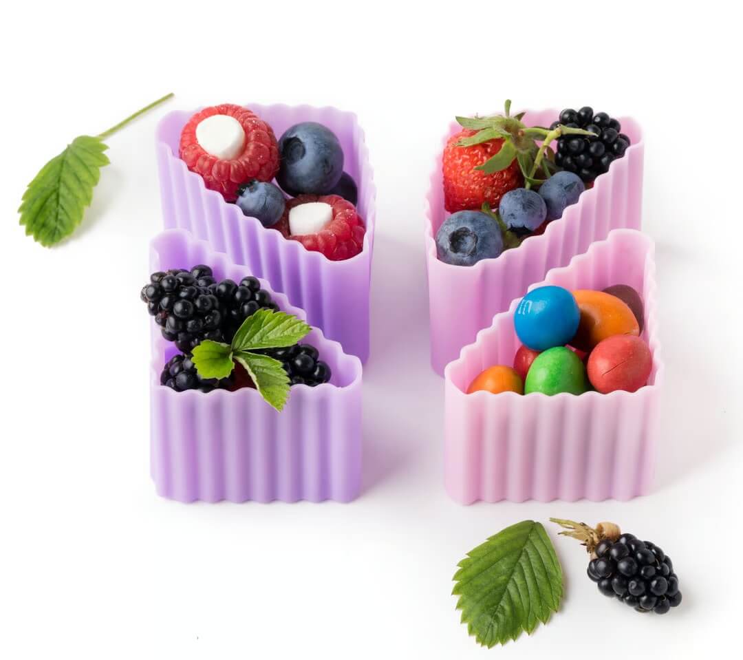 LEKKABOX - Bento Förmchen 4er Set Rosa/Flieder Triangle Cups LEKKABOX - Bento Förmchen 4er Set Rosa/Flieder Triangle Cups