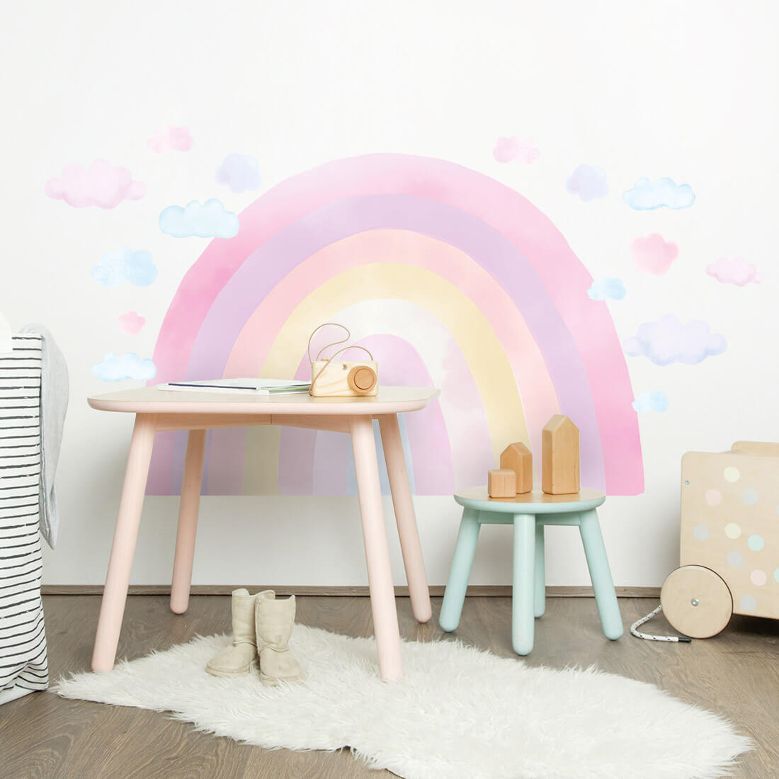 tecza-rozowa-naklejka-naklejka-dla-dzieci-dekoracje-pokoju-1 PASTELOWELOVE - Wandsticker "Rainbow" pink