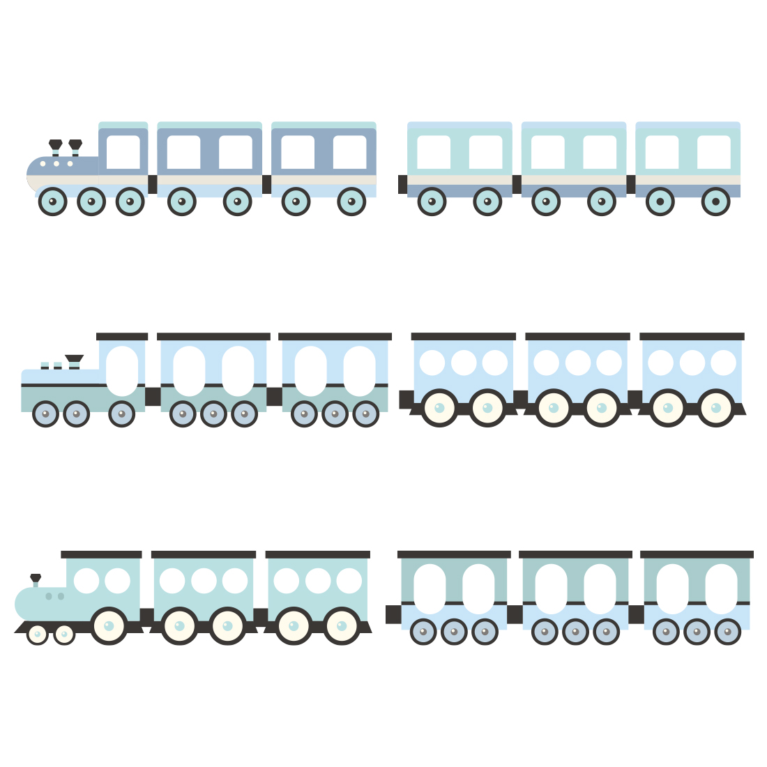 PASTELOWELOVE - Wandsticker "Trains" blue