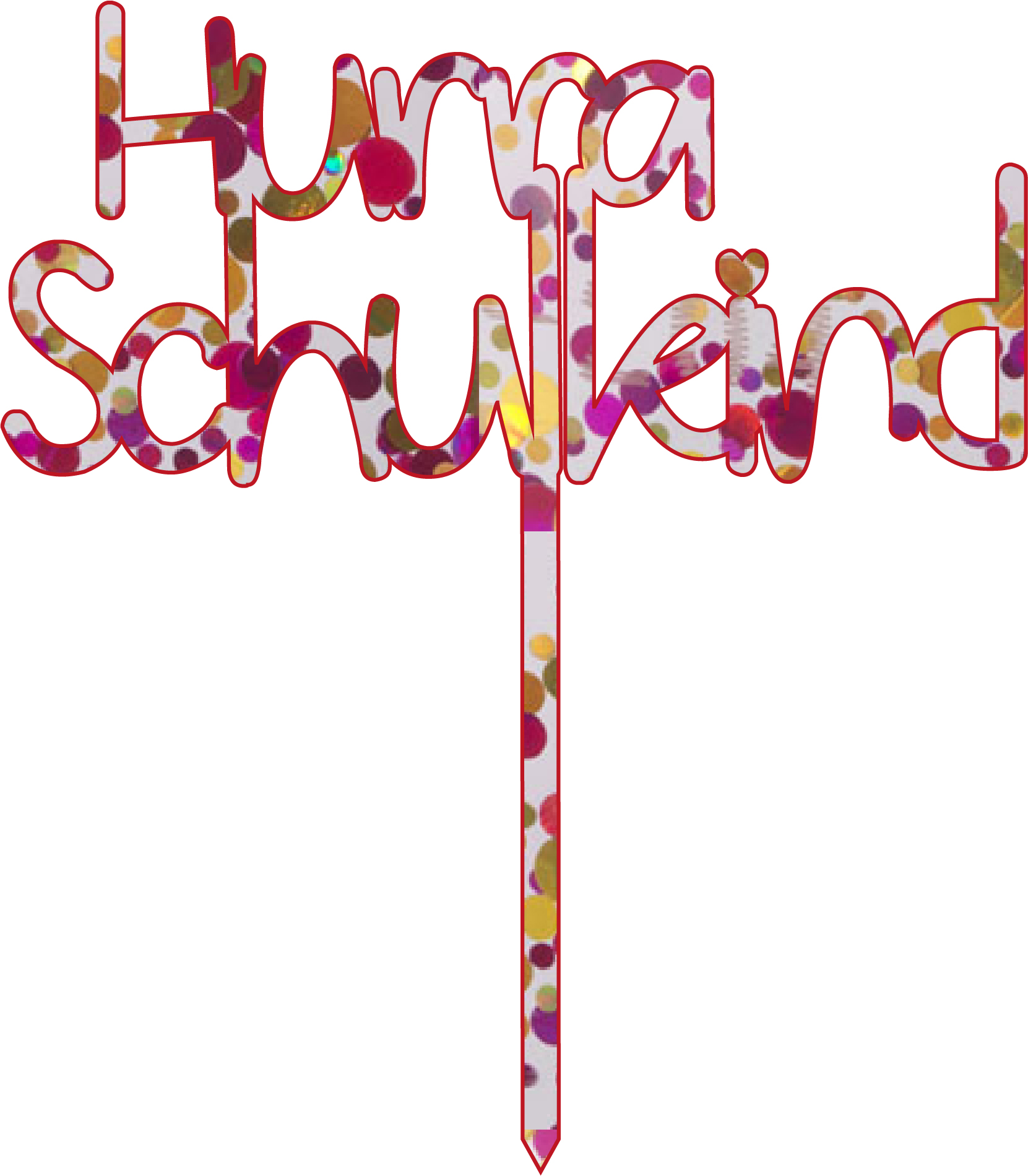 Element-564glitter-rot-gold Invy Design - Cake Topper "Hurra Schulkind"