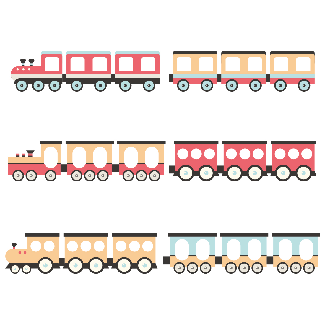 PASTELOWELOVE - Wandsticker "Trains" red