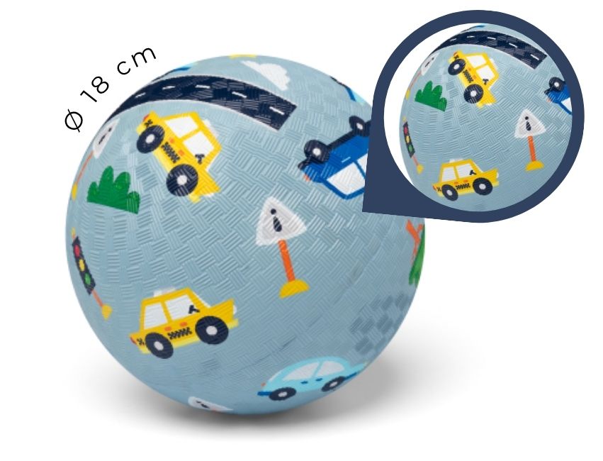 Little L - Ball aus Naturkautschuk "Autos" ⌀18cm