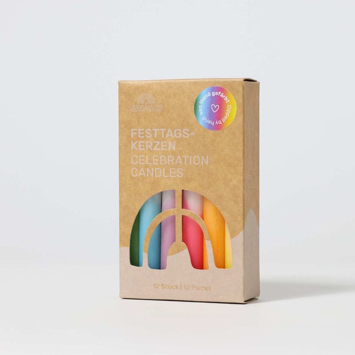 GRIMM'S - Festtags-Kerzen Dip-Dye Regenbogen 12 Stk.