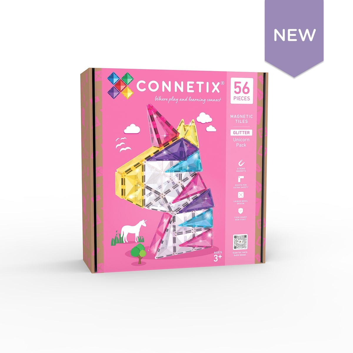 connetix - Magnetbausteine Glitter Unicorn Pack 56-tlg.