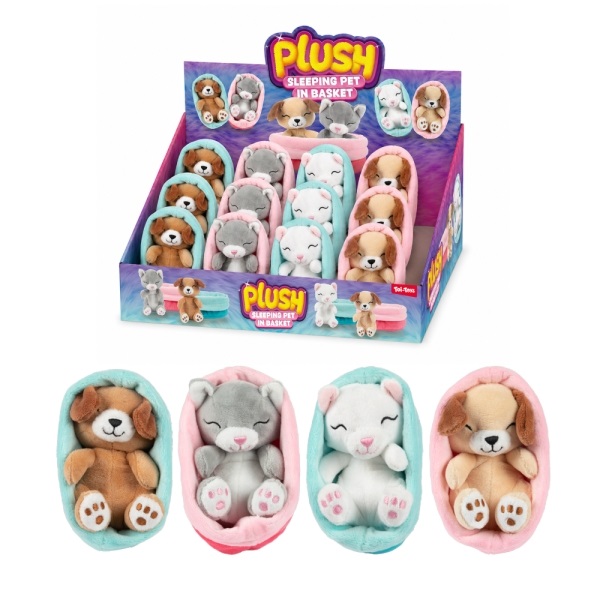 Toi-Toys - Schlafendes Haustier im Körbchen 13 cm